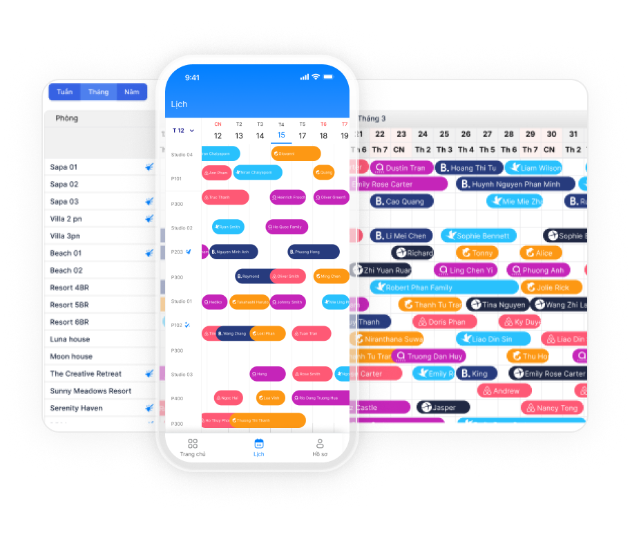 Lịch booking GoHost — booking từ mọi OTA được gom vào một lịch chung